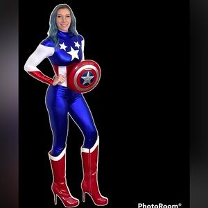 Captain America catsuit costume, size S/M.